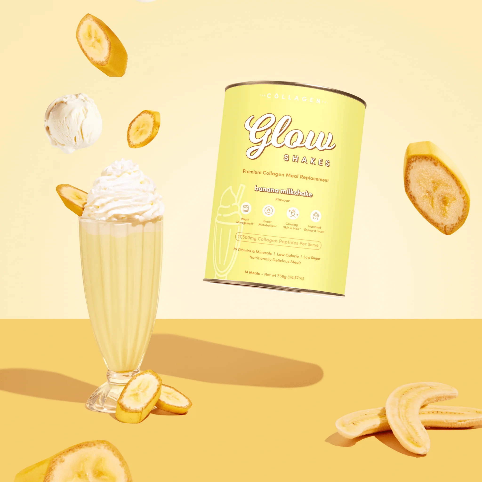 Banana Milkshake Collagen Meal Replacement - 756g - Image 2
