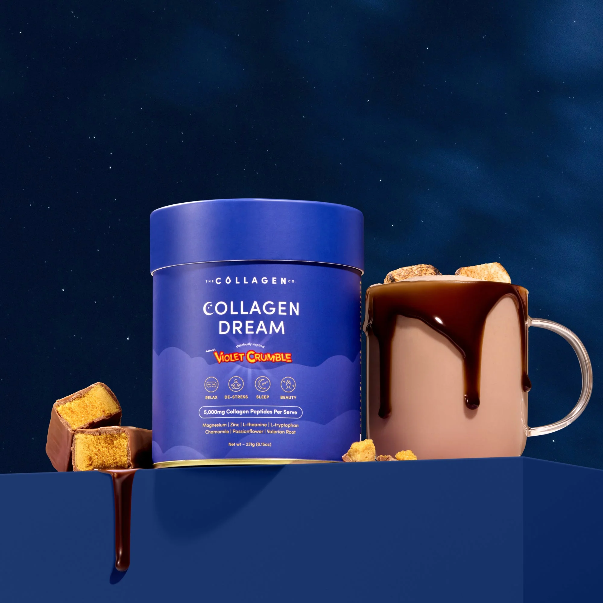 Violet Crumble Collagen Dream Advanced Sleep Formula Hot Chocolate - 231g - Image 2
